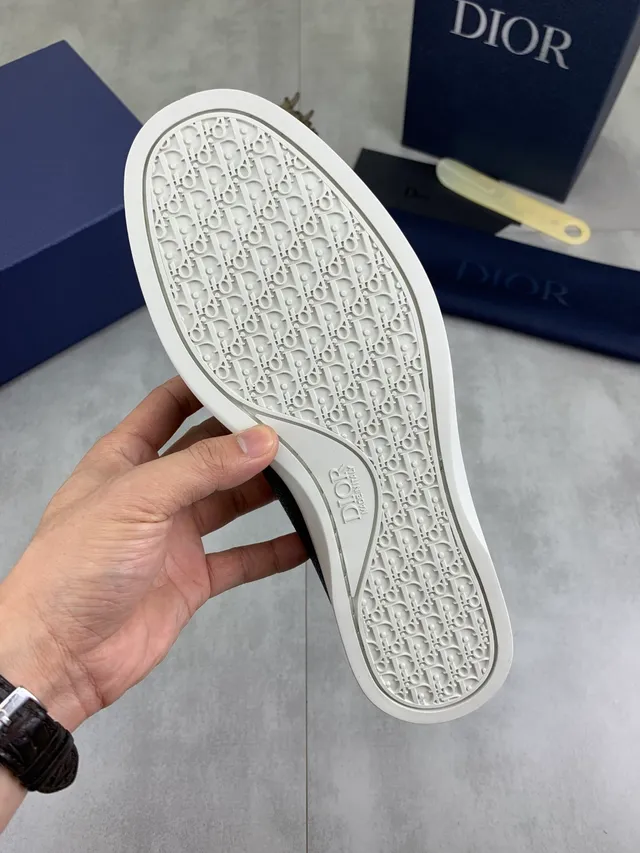Dior Noir Blanc Cuir grainé Logotype CD Boucle Mocassins 2