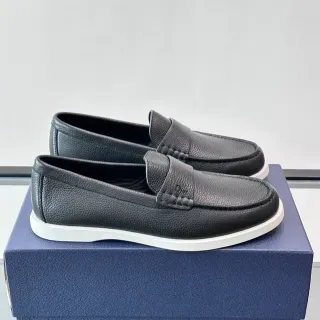 Dior Noir Blanc Cuir Grainé Bride Penny Loafer