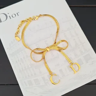 Dior 蛇链金色蝴蝶结手链
