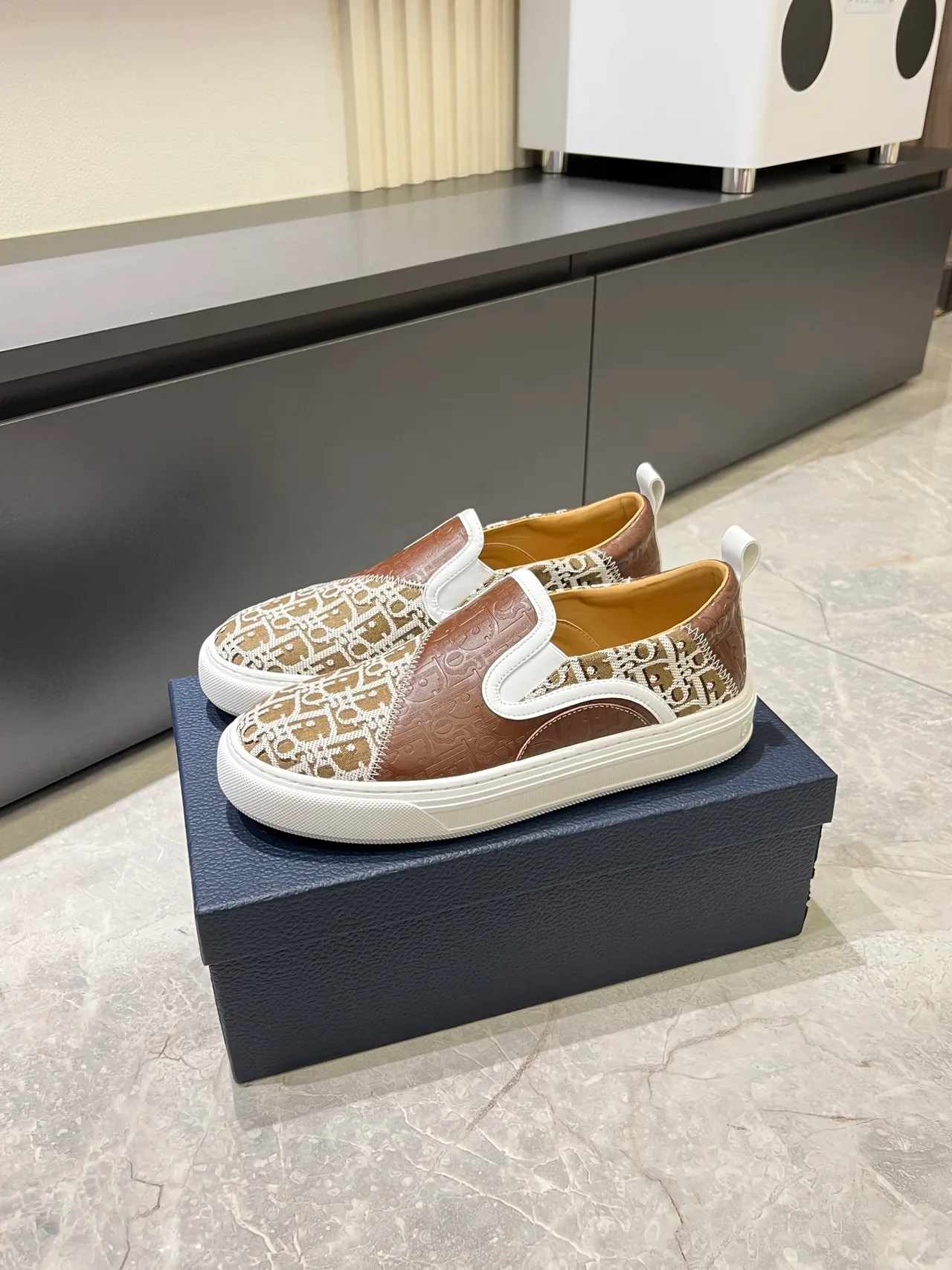 Dior Marron Beige à Enfiler Monogrammé Textile Lifestyle Sneakers 4