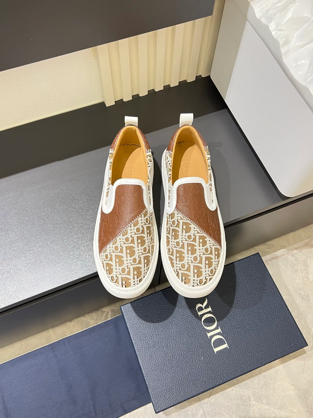 Dior Marron Beige à Enfiler Monogrammé Textile Lifestyle Sneakers 5