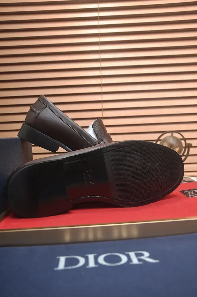 Dior Brown Black Embossed Oblique Motif Penny Strap Loafer 3