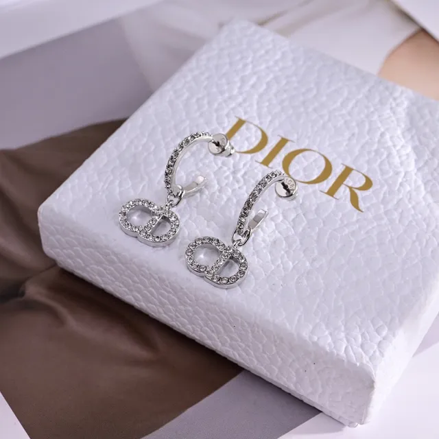 Dior CD Icon Crystal-Pavé Hoop Earrings 2