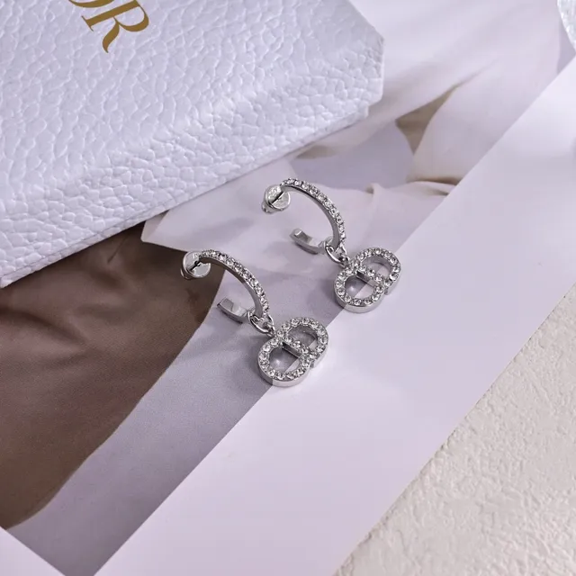 Dior CD Icon Crystal-Pavé Hoop Earrings 5