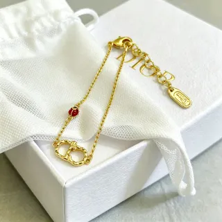 Dior CD Icon 金色 红色 链 互锁 标志 吊坠 手链
