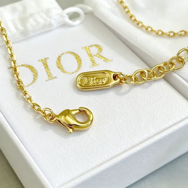 Dior CD Icon or rouge chaîne entrelacé logo pendentif bracelet 2
