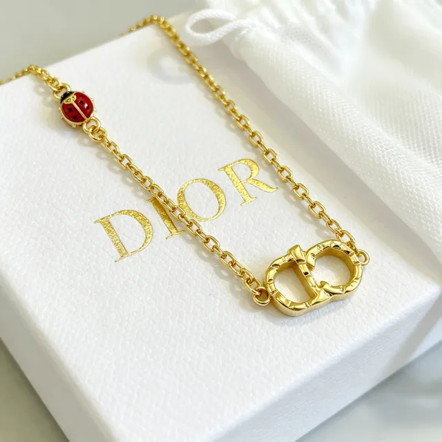 Dior CD Icon or rouge chaîne entrelacé logo pendentif bracelet 4