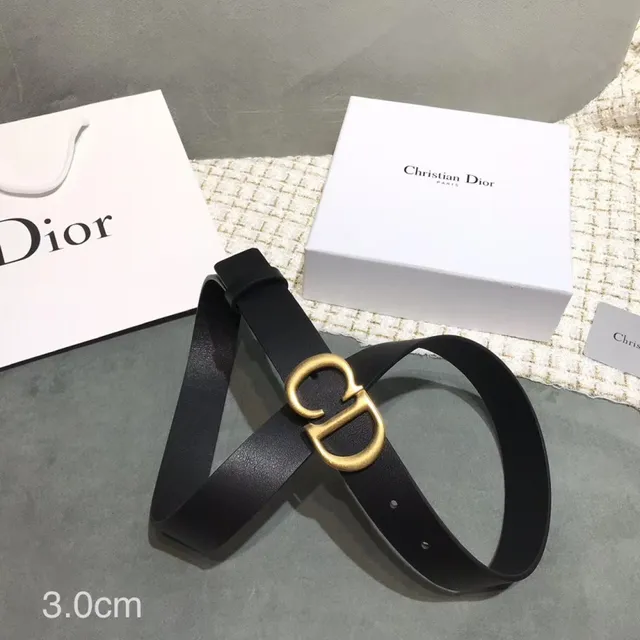 Dior Ceinture avec boucle en D en cuir noir avec sangle dorée 9