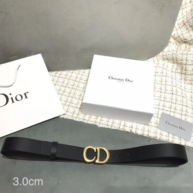 Dior Ceinture avec boucle en D en cuir noir avec sangle dorée 10