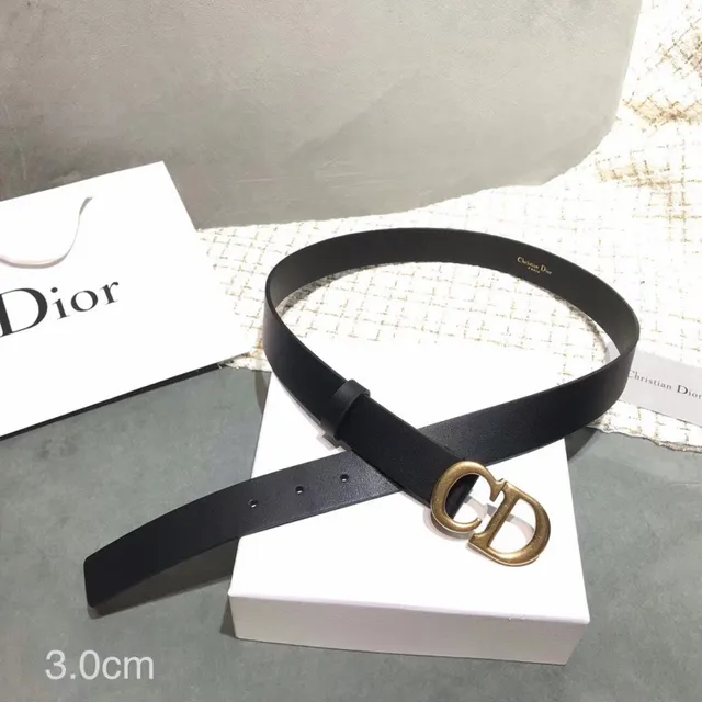 Dior Ceinture avec boucle en D en cuir noir avec sangle dorée 12