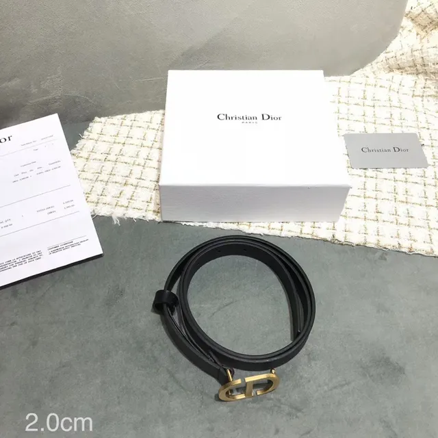 Dior Ceinture avec boucle en D en cuir noir avec sangle dorée 14