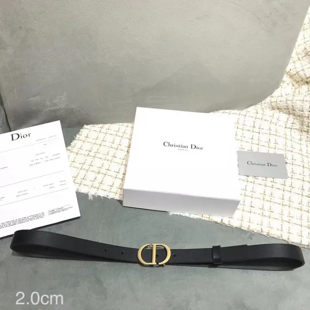 Dior Ceinture avec boucle en D en cuir noir avec sangle dorée 15