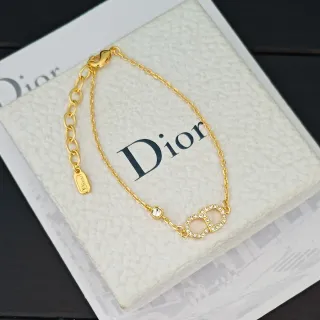 Dior سوار ذهبي شفاف سلسلة بافيه كريستال نمط Double-D