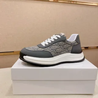 Dior Gris Beige Chaussures Lifestyle Tige Toile Monogrammée Structure Overlays Foncés