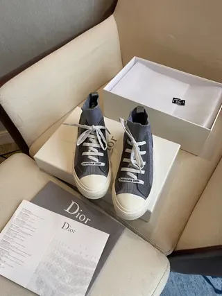 Dior 灰白高帮袜领印花纺织生活方式运动鞋 4