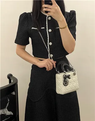 Dior Lady Sac à main à anse supérieure en cuir matelassé cannage blanc noir 10