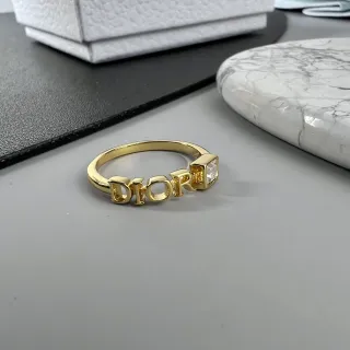 迪奥字母戒指 金色透明带 抛光戒指