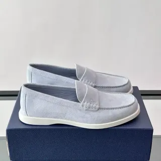 Dior 灰白麂皮 Penny Strap 乐福鞋