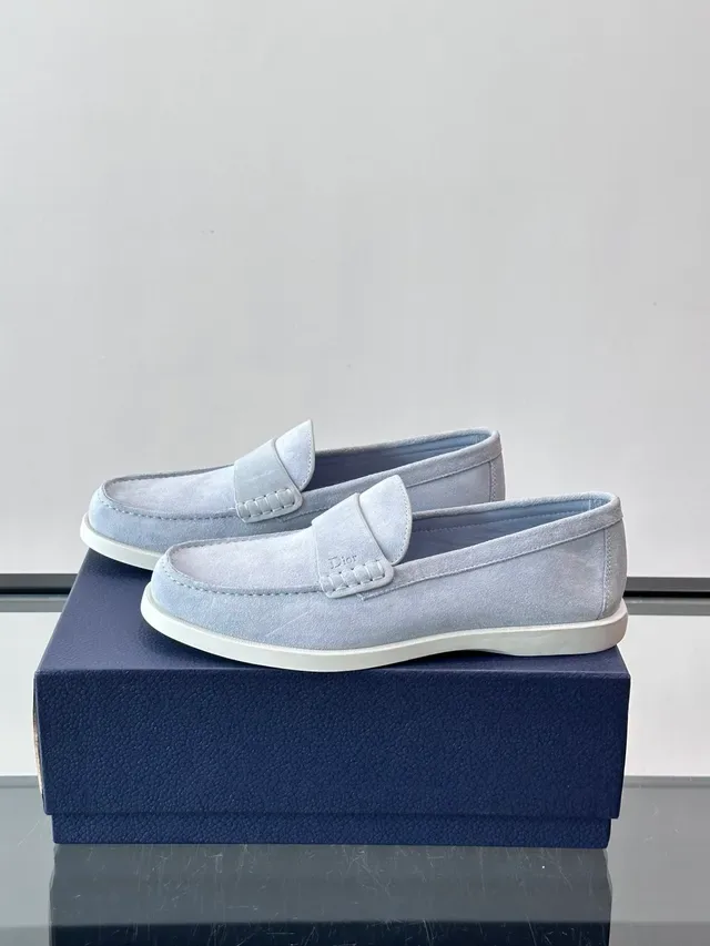 Dior Loafer Gray White Suede Upper Penny Strap Loafer 5