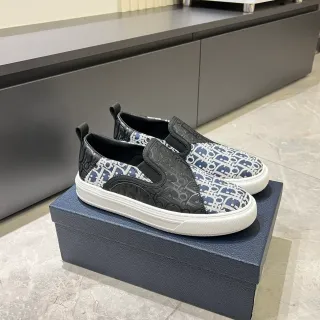 Dior 海军蓝黑色低帮印花生活休闲鞋