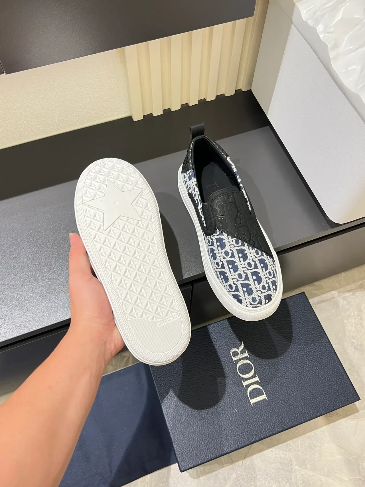 Dior 海军蓝黑色低帮印花生活休闲鞋 3