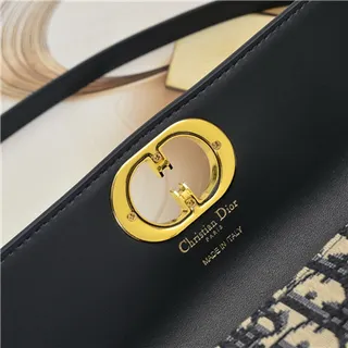 Dior Navy Gold Sac à chaîne à rabat structuré avec impression oblique sur toile 5