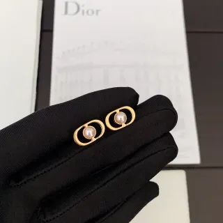 Dior Boucles d'oreilles ovales double-loop perles stud