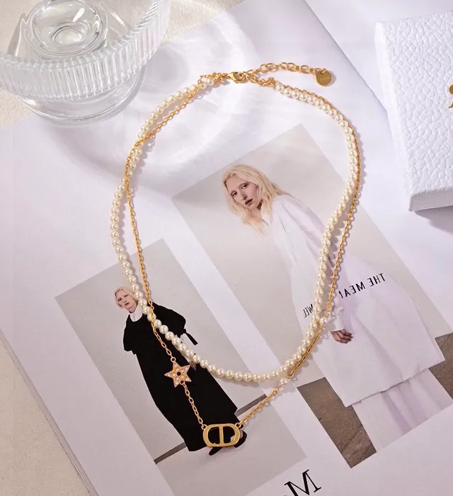 Dior Petit CD Layered Pearl and Gold-Tone Necklace 7