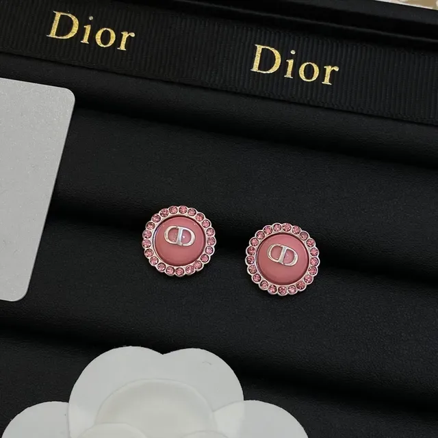 Dior Pink Silver Circular Enamel Pendant Crystal-Encrusted Bezel Necklace 5