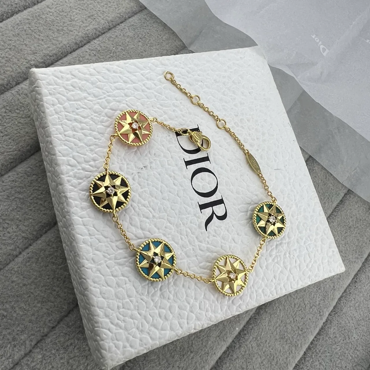 Dior Rose des Vents Enamel Star Charm Bracelet 3