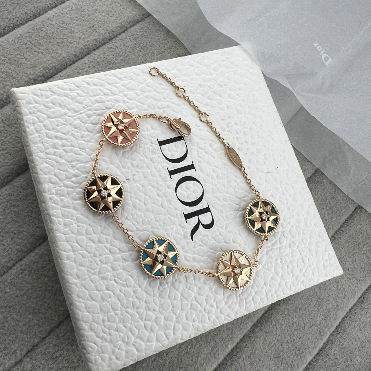 Dior Rose des Vents Enamel Star Charm Bracelet 4