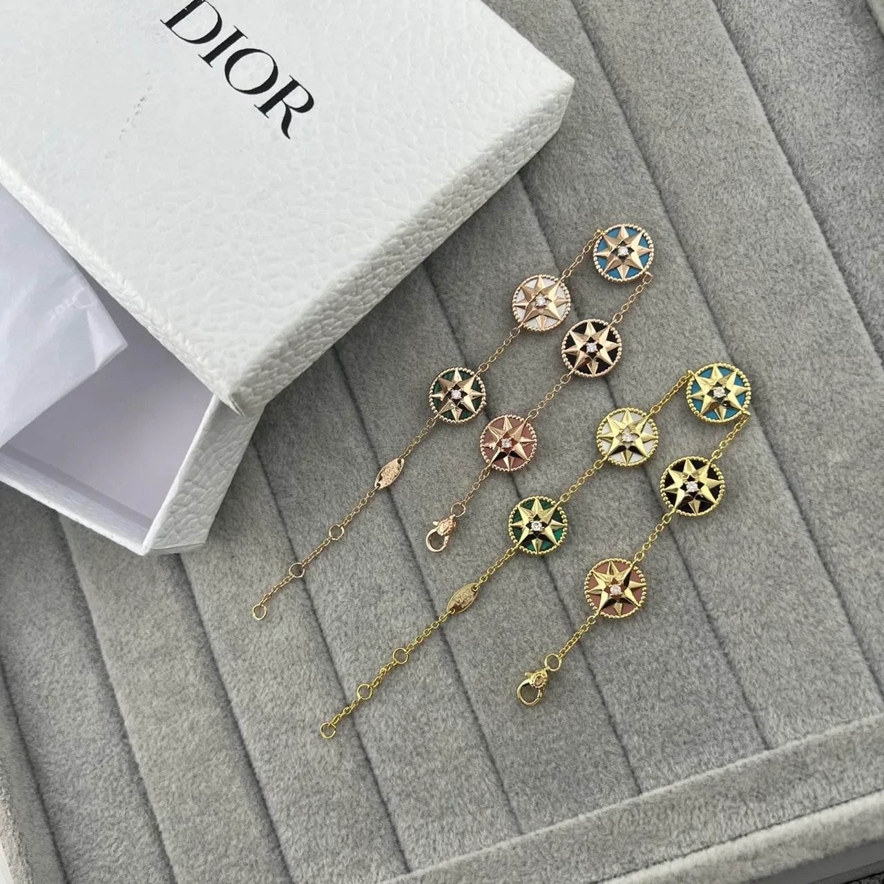 Dior Rose des Vents Enamel Star Charm Bracelet 6