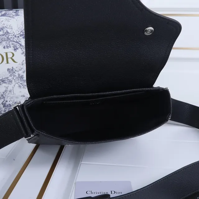 Dior Bolso de Silla Negro Cuero Granulado Bolso Cruzado 2