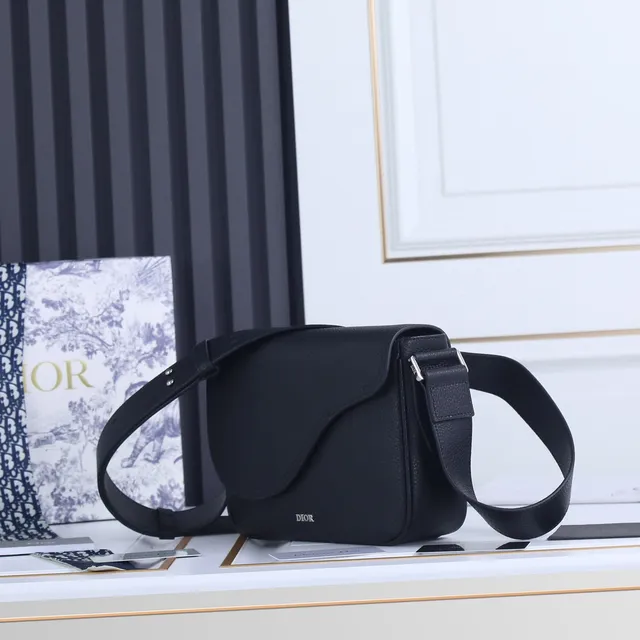 Dior Bolso de Silla Negro Cuero Granulado Bolso Cruzado 7