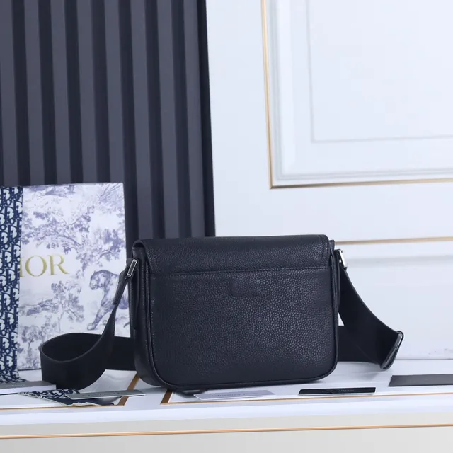 Dior Bolso de Silla Negro Cuero Granulado Bolso Cruzado 9