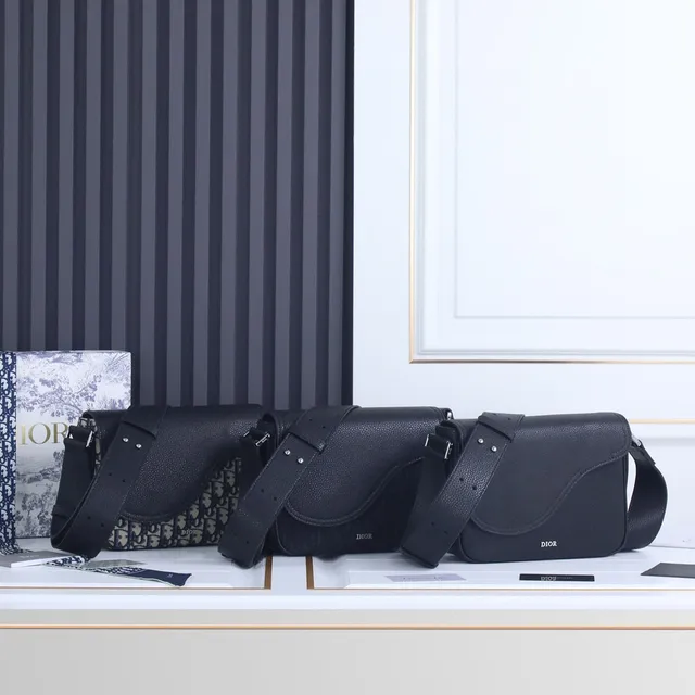 Dior Bolso de Silla Negro Cuero Granulado Bolso Cruzado 10