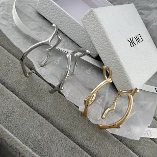 Dior 银金雕塑有机分支状手链
