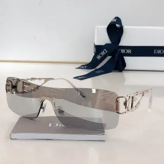 Dior Óculos de Sol Prateados Transparentes Sem Aro Escudo Lentes Espelhadas
