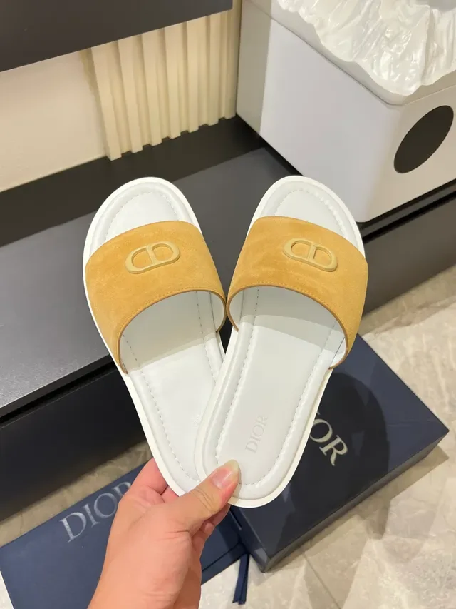 Dior Slide Suede Logo Strap Slippers 3