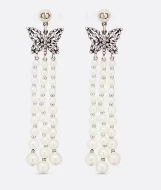 Dior Star Crystal and Pearl Fringe Earrings 6