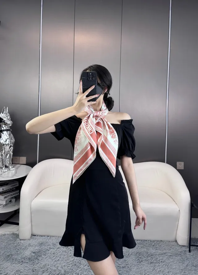 Dior Toile Print and Striped Border Silk Scarf 3