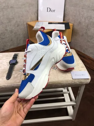 Dior White Blue Platform Sole Mesh Toe Box Chunky Sneakers 2