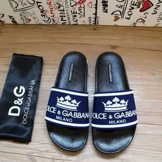 Dolce & Gabbana Logo Couronne Bleu Marine et Noir Chaussons
