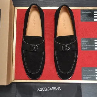 Dolce & Gabbana Portofino Camurça Preta DG Buckle Mocassins