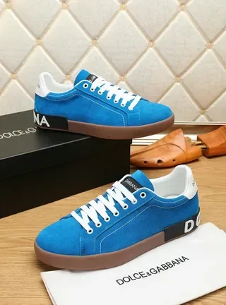Dolce & Gabbana Portofino Tênis Lifestyle com upper de camurça azul marrom cadarços brancos 8