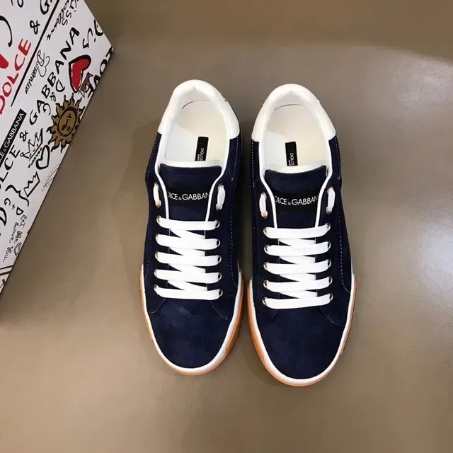 Tênis lifestyle Dolce & Gabbana Portofino de camurça navy, branco e laranja 2