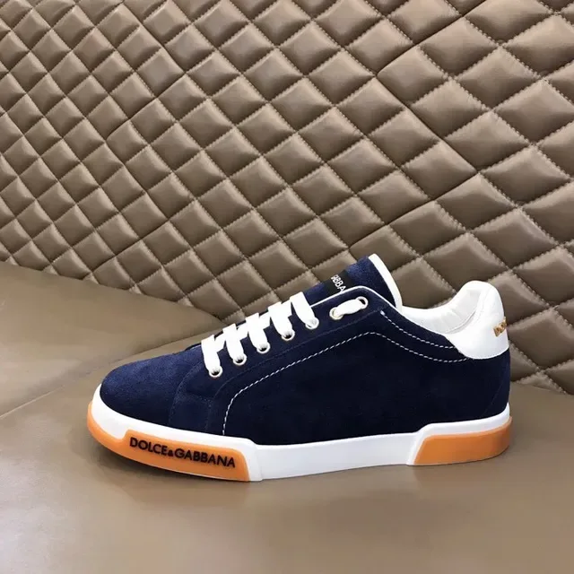 Tênis lifestyle Dolce & Gabbana Portofino de camurça navy, branco e laranja 4