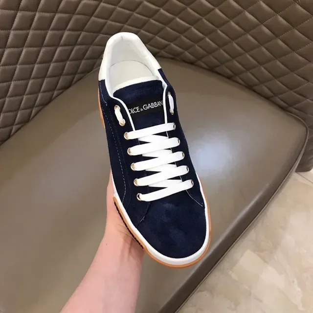 Tênis lifestyle Dolce & Gabbana Portofino de camurça navy, branco e laranja 5