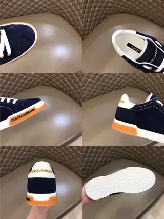 Tênis lifestyle Dolce & Gabbana Portofino de camurça navy, branco e laranja 8