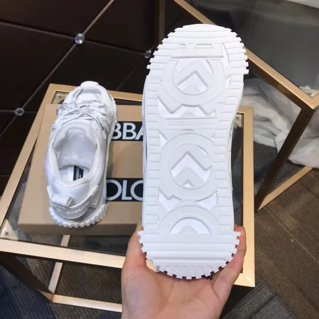 Dolce & Gabbana White Gray Layered Cage Overlay Transparent Mesh Panels Lifestyle Sneakers 4